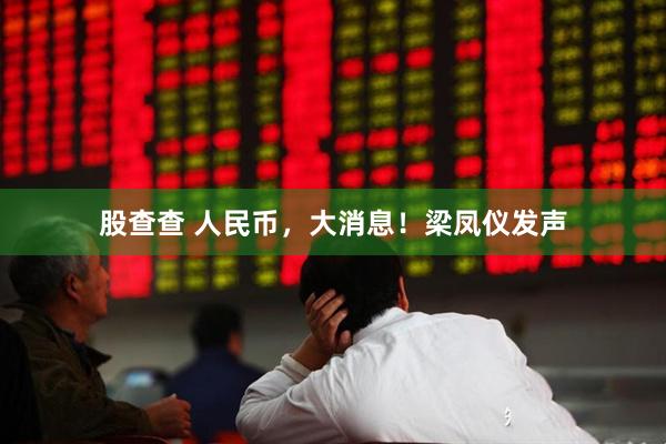 股查查 人民币，大消息！梁凤仪发声