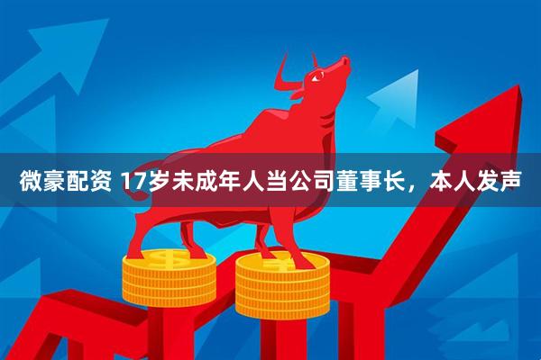 微豪配资 17岁未成年人当公司董事长，本人发声